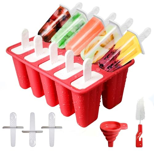 Silicone Moule Glace Avec Batonnet Glace, Brosses Et Entonnoirs Pliants