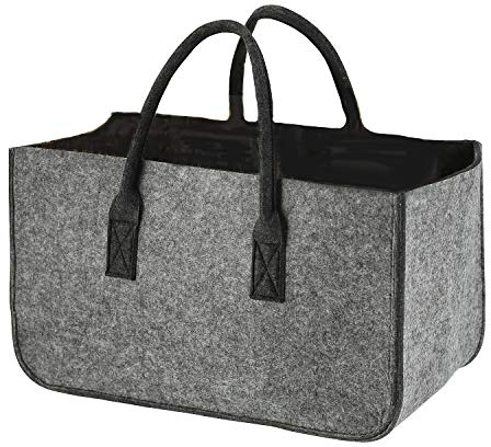 Filztasche Grau Aufbewahrung Filz Kaminholz Tragetasche faltbar