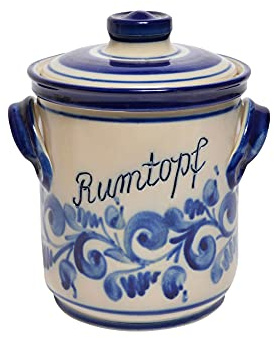 Steinzeug-Schmitt Rumtopf Serie Flora Deutsche Qualität (Inhalt 3 Ltr. - Blau-Grau)