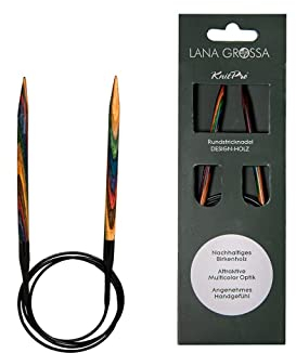 Lana Grossa Rundstricknadel Design-Holz | Stricknadeln aus Birkenholz, ergonomisch & farbig | Ideal für Pullover, Schals, Mützen & weitere Rundprojekte 80/3,0