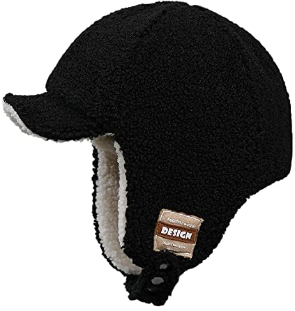 CLAPE Winter Weiche Fliegermütze Trappermütze mit Kunstfell Mütze mit Ohrenklappen Outdoor Trapper Hat Bomber Hut Uschanka Russische Mütze,Black