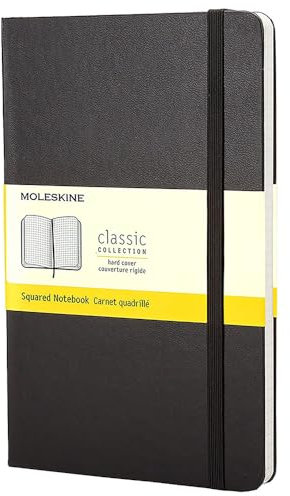 Moleskine. Squared Notebook: Large Size. Kariert. Mit Falttasche für Notizen. Gummiband-Verschluß