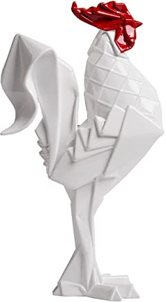 NENBOLEC Hahn Skulptur Tier Figur Statue Moderne Arts Wohn Dekor 31cm | Weiß Resin Ornament Handgefertigte Kunst Geburtstag Feiertagen Einweihung Geschenk für Familie Paare Freunde