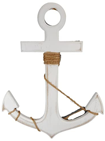 Generisch Holz Anker weiß zum aufhängen 24 x 19 cm Schiff Maritim Deko GRF 39.0530 A