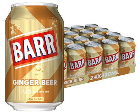 Barr Ginger Beer Cans - Fizzy Drinks 24 Pack x 330ml - Low Sugar Gingerbeer Soft Drink Cans