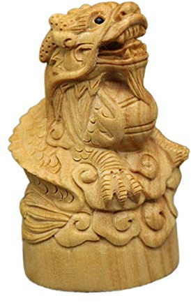 Samnuerly Ornaments Chinesische Sternzeichen-Statuen aus Holz, Buchsbaum-Dekorationszubehör-Figur, Zuhause und Büro, handgeschnitzt, Drache (Drache)