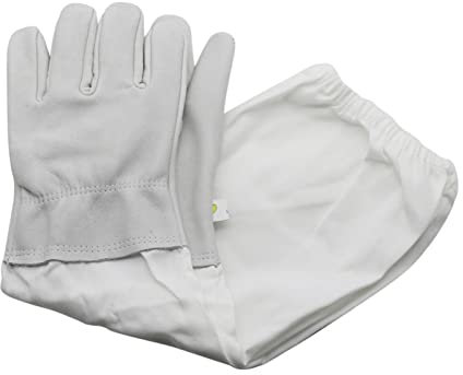 WHATON Biodlarhandskar I Getskinn Med Ventilerade Långa Ärmar Elastiska Manschetter Biodlarskyddade Handskar Biodling (Color : Beige, Size : XL)