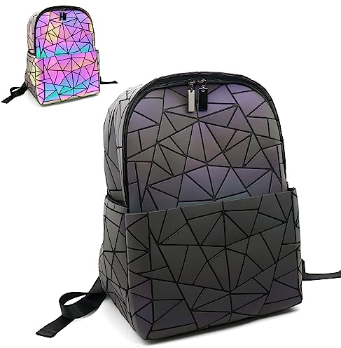 CAFINY Portefeuille géométrique pour femmes Portefeuilles et sacs à main géométriques lumineux Sacs géométriques et sac à bandoulière holographique, Sacs à dos, L, Contemporain