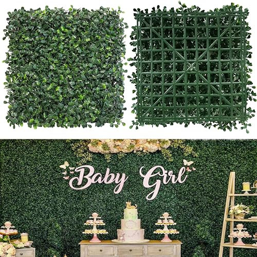 NETAP Paneles de pared de hierba, 10 x 10 pulgadas (16 piezas) de boj artificial de imitación verde para interior, fiesta de jardín, telón de fondo de boda, decoración de pared de plantas interiores y
