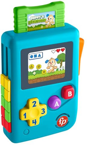 Fisher-Price Jouet éducatif Ma Première Console de Jeu Rires et Éveil avec Musique et lumières pour Nouveau-nés et bébés à partir de 6 Mois, Version française, HXB59