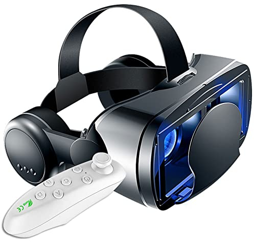 TPWEWRX 3D VR Brille Virtual Reality Headset mit Fernbedienung für 3D VR Filme & VR Spiele Einstellbares Pupillen Augenpflegesystem Anti Bluelight für IOS & Android Smartphones (Schwarz) (A)