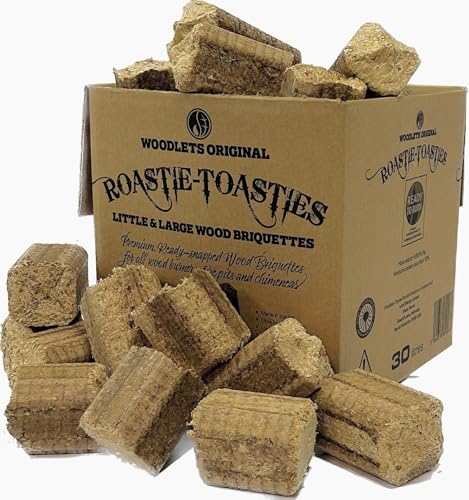 Roastie-Toasties Heat Logs - 14.5kg Box Ultra Dry Compressed Logs. Great for Wood Burners, Open Fires, Multi-Fuel Stoves. Planet-Friendly Wood Briquettes. Made in Scotland