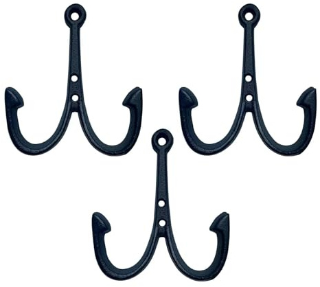 HomeHand Nautical Anchor Cast Iron Black Fish Wall Hook Coat Beach Towel Key Holder Screws Included (3 PCS)