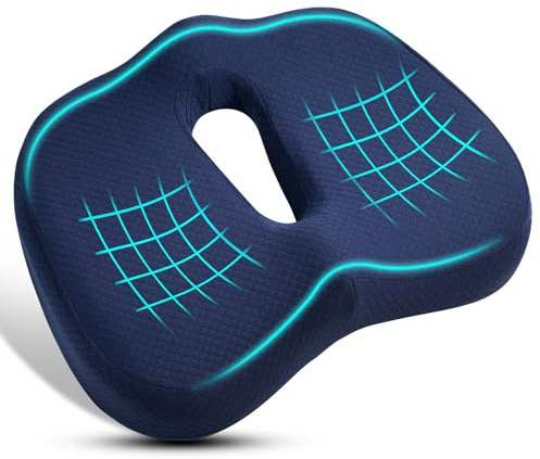 Ainiv Sitzkissen, Ergonomisches Sitzkissen, Memory Schaum Sitzpolster für Bürostuhl, Rollstuhl,Autositz, Kissen (Blau)