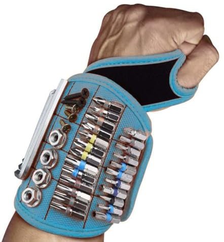 IZREEL Pulsera magnética Negra con imanes súper Fuertes for Sujetar Tornillos y Brocas. Diseño Exclusivo de Soporte for muñeca, práctico Gadget for Electricista. (Color : Blue)