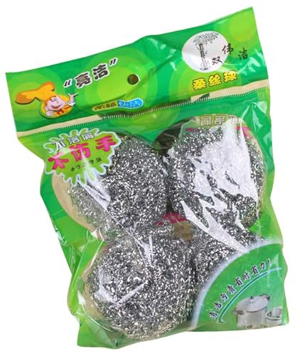 4 spugne abrasive in metallo, robuste spugne abrasive in filo di acciaio, per la pulizia in acciaio inox, spugna abrasiva in acciaio inox per utensili da cucina