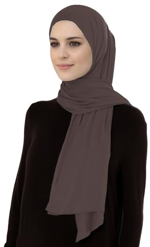 Lina & Lily andningsbar premium modal vävd hijab huvudscarf sjal för muslimska kvinnor lätt, brungrå brun, en storlek