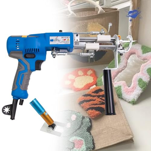 HCAUYNN Tufting-Pistole Mit Bildschirmanzeige-Starter-Set, Tufting-Pistole Mit Teppichschneider-Set, Teppichpistole FüR Geschnittenen Schlingenflor Zur Teppichherstellung