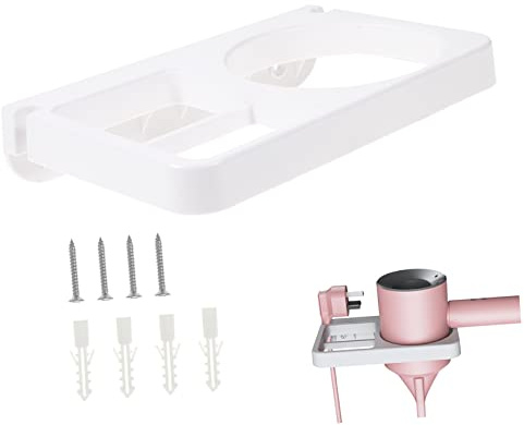 Beatifufu Haartrocknerhalterung Platzsparend für Badezimmer und Steckplatzdesign Friseursalon aus ABS zur Wandmontage mit Kabelhalter und Hotel