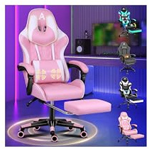ALFORDSON Gaming Stuhl Gamer Sessel Massage Bürostuhl, Computerstuhl mit Lendenwirbelkissen Höhenverstellbar, 180 kg belastbar, ergonomisch Schreibtischstuhl Rückenlehne 150° neigbar, Rosa | computerstuhl Höhenverstellbar, 180 kg belastbar, ergonomisch Schreibtischstuhl Rückenlehne 150° neigbar,Rosa