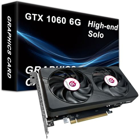GPVHOSO GTX 1060 6GB Computer Graphics Card, GDDR5 192bit 8K HDR VR Ready, 1060 Video Cards for Gaming PC, Tarjeta Gráfica Support Direct X12 PCIe3.0 * 16, Dual Cooling Fans, HDMI + 2*DP