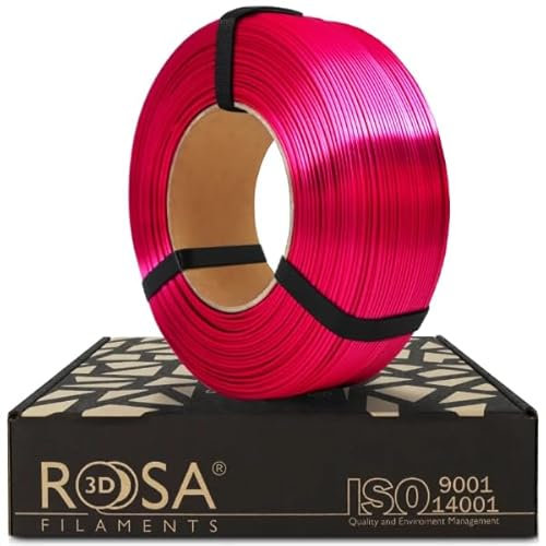 ROSA3D PLA Silk Filament 1.75 mm für 3D Drucker | Druckmaterialien Leicht Glänzend Bioabbaubar PLA 3D Drucker Filament | 3D Printing Materials | Fuchsia Refill 1 kg