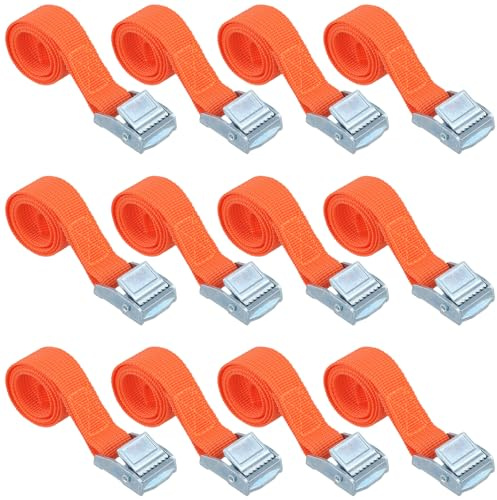 KEILEOHO 12 Stück Spanngurte Orange 2 cm x 40 cm, Spanngurt Kurz mit Klemmschloss, Zurrgurt Befestigungsriemen für Möbeln, Camping, Motorrad, Gepäck