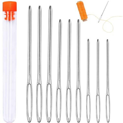 9 Stücke Nähen Nadeln Set,Nähnadeln Großes öhr,Stopfnadeln Mit Großem öhr,Nähnadeln Mit Großem öhr,Stumpfe Nähnadeln Großes öhr,Mit Transparenter Flasche,Für Hand Nähen Leder Handwerk (3 Größen)