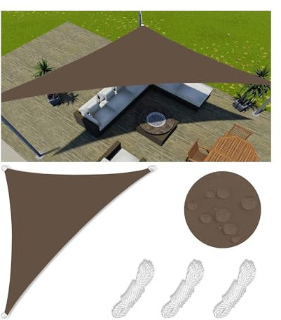 Voiles Ombrages Imperméable Triangulaire Bâche dombrages,Voiles Solaire,Pare Soleil Jardin Balcon,Toiles Ombrages 98% UV Protection pour Patio Terrasse Extérieur avec Anneau D et Cordons 10x10x14.2M