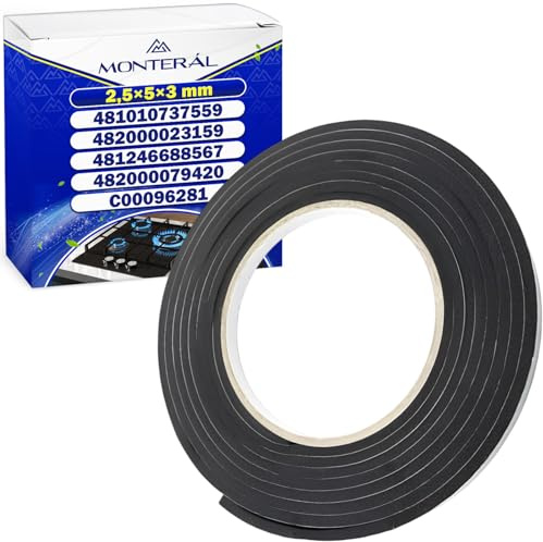 Adhésif Joint Plaque de Cuisson 5x3x2,5mm C00096281 pour Indesit | 482000023159 482000079420 481010737559 pour Whirlpool - Garantie de 10 Ans - MONTERAL