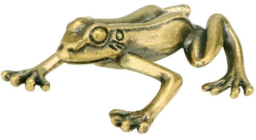 IMIKEYA Miniatur Messing Figuren Frosch - Golden Mini Frosch Figur Ornamente Heimdekorationen Fengshui Dekofigur Messing Tier Statue für Wohnzimmer Tischdeko Büro