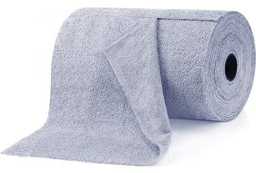 2 Roll/40 Sheets Microfibre Cloths, 25x25cm Multifunctional Reusable Hand Tear Cleaning Cloths, Wet and Dry Dual Use Washable Rags Water/Oil Absorbent Micro Fibre Cloth for House, Kitchen, Car-Blue
