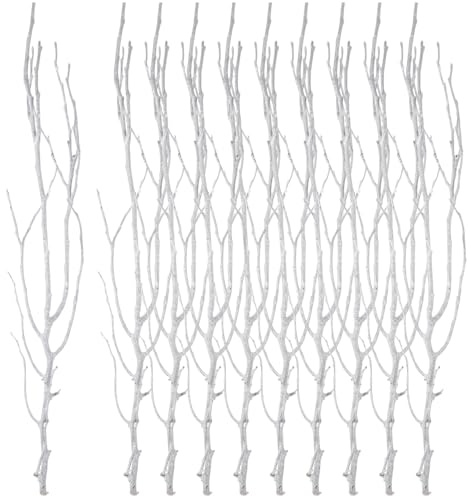 GRIRIW 10 Stück Weiße Zweige Für Vase Dekorative Äste Aus Holzhandwerk 19.69 Zoll Zum Kürzen Für DIY Blumenarrangement Weihnachtskranz Hochzeiten