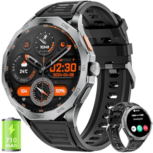 Reloj Inteligente Hombre con 1,85 710mAh 110+ Modos Deportivos, Reloj Militar Hombre Pulsómetro/Sueño/Podómetro/IP68 Impermeable, Smartwatch con LED Linterna para Android iOS (Llamadas Bluetooth)