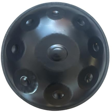 Handpan, Stahl-Handpan-Trommel, 9/10/12 Töne, mit weicher Handpan-Tasche und Ständer, Schlaginstrument für Erwachsene, Meditationsunterhaltung, hochwertige schwarze Handpan (Farbe: Schwarz, 432 Hz,