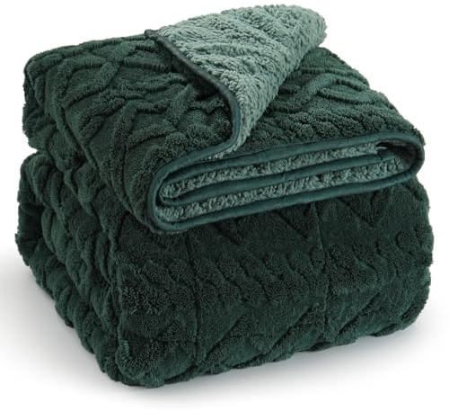Wemore Gewichtsdecke für Erwachsene, Doppelbettgröße, 9 kg, doppelseitig, weich, flauschig, Jacquard, Sherpa, gewichtete Decken zum Schlafen, gemütliche, flauschige, gestrickte schwere Decke für Couch