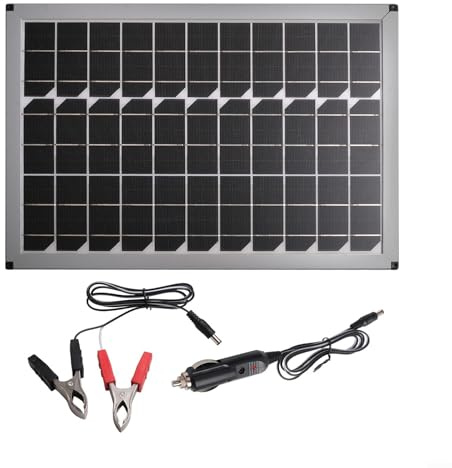 Solar Panel 20W Monocrystalline Portable Power Bank With Battery Clamp 18V USB Charging Device For Outdoor Camping Home Generator Black 30x40cm