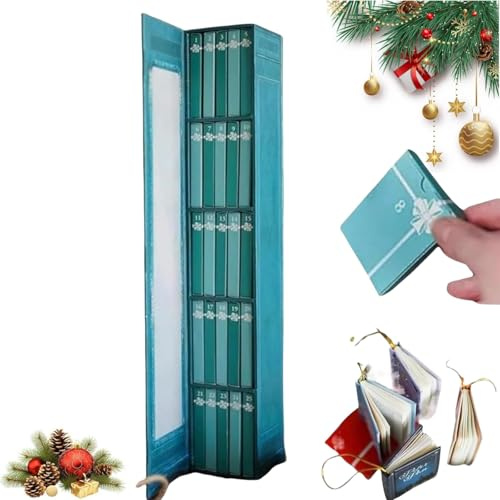 Calendario dell'avvento 2025, mini libro ornamento avvento, amanti dei libri, con 24 libri, calendario natalizio per conto alla rovescia per gli amanti dei libri, decorazioni per le vacanze (blu)