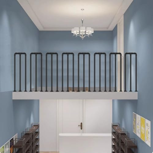 HEFJIAYCIQ Kit Balaustre Per Ringhiera in Ferro Battuto Per Loft, Sistema Di Ringhiere in Ferro Battuto Per Interni, Per Balconi, Terrazze, Patii E Decorazioni Esterne,Nero,45cm/1.4ft