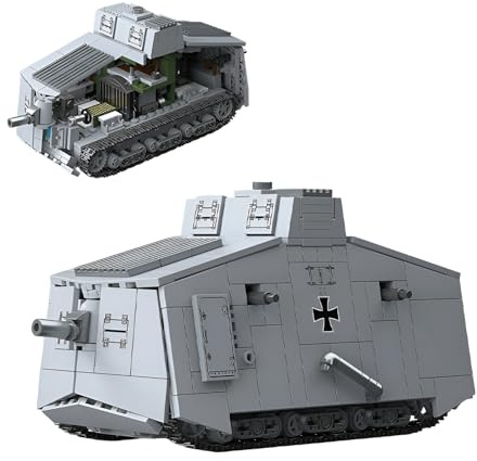 Erster Weltkrieg Deutscher A7V Panzer Bausteine Bausatz Krieg Panzer | 940 Teile Historisches Militär Fahrzeug Ziegel Modell Kit,Konstruktions Spielzeug für Erwachsene und Jugendliche