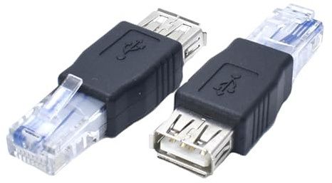 ZYHARUKO 2 adaptadores Ethernet a USB a RJ45 macho a hembra para módem ADSL routers USB Ethernet