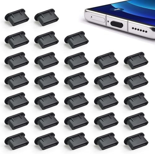 ASENTER 30Pcs USB C Dust Plug, USB C Port Cover, USB C Cover, iPhone Dust Plug, USB C Protector, USB C Dust Cover, Dust Plug Set for All Type-C Tablets and Smartphones