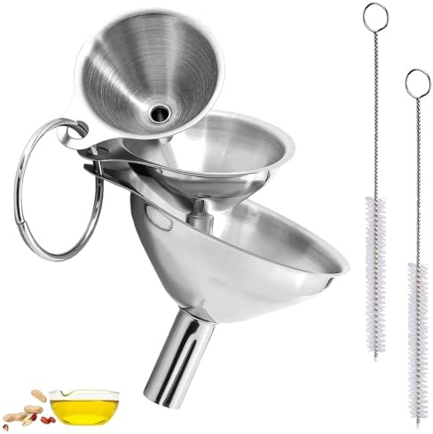 3-Piece Stainless Steel Kitchen Funnel Set for Liquids, Oils, Powders – Multi-Sized (1.77, 2.2, 2.95) – Durable & Easy Clean