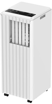 Klimaanlage Mobil 9000 BTU, leise Mobile Klimageräte für Räume bis 35 m², 3‑in‑1 mobiles Klimagerät mit Kühlung, Ventilator & Luftentfeuchter, 2 Gebläsestufen, 24h-Timer, LED-Display, Fernbedienung