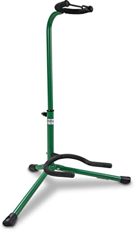 GEWA Gitarrenständer Classic - für Akustikgitarre und E-Gitarre - Gummiverschluss - Standfläche 56x34 cm - grün - GS-10GR