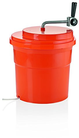 Salatschleuder aus Polypropylen in orange/Deckel aus ABS Kunststoff - Griff aus Edelstahl, Zahnräder aus Nylon, Behälter mit Wasserablaufschlauch, XTRA PREISWERT - in zwei Ausführungen erhältlich / A1 - Inhalt: 6,5 Liter, Höhe: 34 cm, Ø 34 cm / A2 - Inhalt: 27 Liter, Höhe: 40 cm, Ø 44 cm (40 Zentimeter)