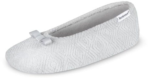 isotoner Women's Indoor/Outdoor Slip-on Chevron Clog Slippers with Moisture Wicking Comfort, Light Grey, 7.5-8 M US