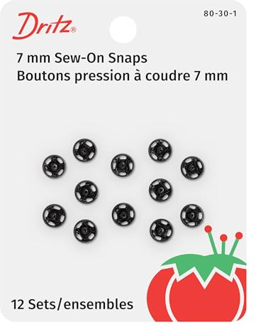 Dritz 80-30-1 Sew-On Snaps, Black, Size 3/0 12-Count