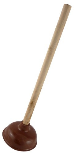Large Wooden Plunger with Long Handle & Strong Thick Rubber Plug