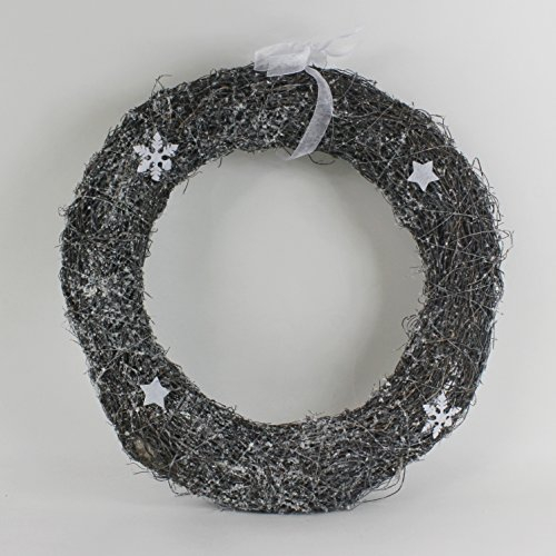 Kranz aus Reben mit Sternen, gekalkt, 45 cm